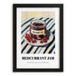 Redcurrant Jam – on Striped Tablecloth, Jam Wall Art, in sleek black frame