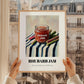 Rhubarb Jam – on Striped Tablecloth, Jam Wall Painting, styled in a charming Paris street view