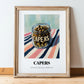 Capers – on Striped Tablecloth, Canned Vegetables Painting, in wooden frame leaning on the floor