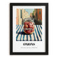 Onions – Italian Street Café Scene, Canned Vegetables Wall Poster, in sleek black frame