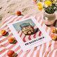 Pickled Garlic – on Striped Tablecloth, Canned Vegetables Still Life, unframed on coastal sand