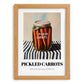 Pickled Carrots – on Striped Tablecloth, Canned Vegetables Wall Decor, set in oak frame