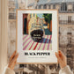 Black Pepper – Italian Outdoor Café Scene, Spices Art, styled in a charming Paris street view