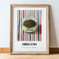 Oregano – on Striped Tablecloth, Spices Wall Decor, in wooden frame leaning on the floor