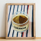 Coriander – on Striped Tablecloth, Spices Poster, no-text version framed in wood