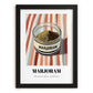 Marjoram – on Striped Tablecloth, Spices Wall Decor, in sleek black frame