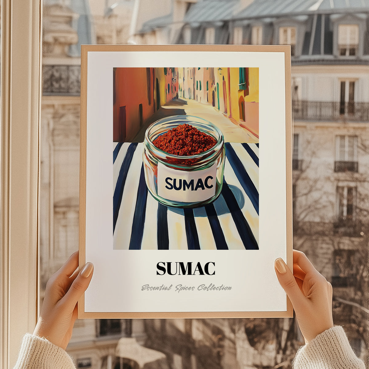 Sumac – Italian Café on the Corner, Spices Still Life, styled in a charming Paris street view