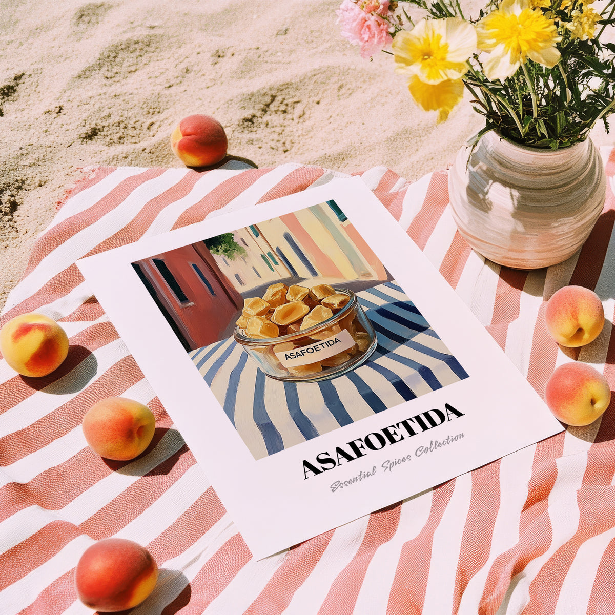 Asafoetida – Italian Café on the Corner, Spices Still Life, unframed on coastal sand