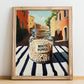 White Pepper – Italian Café on the Corner, Spices Illustration, no-text version framed in wood