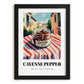 Cayenne Pepper – Italian Café on the Corner, Spices Still Life, in sleek black frame
