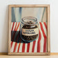 Sichuan Peppercorns – on Striped Tablecloth, Spices Wall Art, no-text version framed in wood
