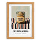 Celery Seeds – on Striped Tablecloth, Spices Print, set in oak frame