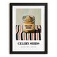 Celery Seeds – on Striped Tablecloth, Spices Print, in sleek black frame