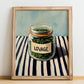 Lovage – on Striped Tablecloth, Spices Painting, no-text version framed in wood