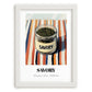 Savory – on Striped Tablecloth, Spices Still Life, placed in minimal white frame