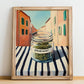 Spearmint – Italian Urban Café Scene, Spices Poster, no-text version framed in wood
