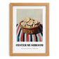 Oyster Mushroom – on Striped Tablecloth, Mushrooms Art, set in oak frame