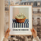 Enoki Mushroom – on Striped Tablecloth, Mushrooms Wall Print, styled in a charming Paris street view