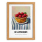 Raspberry – on Striped Tablecloth, Berries Poster, set in oak frame