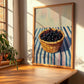 Elderberry – on Striped Tablecloth, Berries Illustration, clean layout with no caption