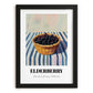 Elderberry – on Striped Tablecloth, Berries Illustration, in sleek black frame