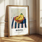 Banana – on Striped Tablecloth, Fruit Wall Decor