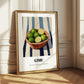Lime – on Striped Tablecloth, Fruit Painting