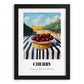 Cherry – Green Valley Landscape, Fruit Poster, in sleek black frame