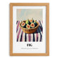 Fig – on Striped Tablecloth, Fruit Still Life, set in oak frame