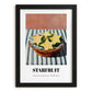 Starfruit – on Striped Tablecloth, Fruit Wall Decor, in sleek black frame