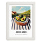 Avocado – Valley Café Scene, Vegetable Poster, placed in minimal white frame