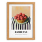 Rambutan – on Striped Tablecloth, Vegetable Wall Decor, set in oak frame