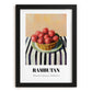 Rambutan – on Striped Tablecloth, Vegetable Wall Decor, in sleek black frame