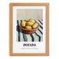 Potato – on Striped Tablecloth, Vegetable Painting, set in oak frame