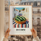 Zucchini – White village Urban Café Scene, Vegetable Wall Painting, styled in a charming Paris street view