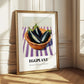 Eggplant – on Striped Tablecloth, Vegetable Art