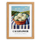 Cauliflower – Green Valley Landscape, Vegetable Illustration, set in oak frame