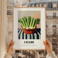 Celery – on Striped Tablecloth, Vegetable Wall Decor, styled in a charming Paris street view