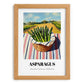 Asparagus – Valley Café Scene, Vegetable Wall Decor, set in oak frame