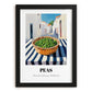 Peas – White village Outdoor Café Scene, Vegetable Print, in sleek black frame