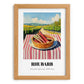 Rhubarb – Valley Café Scene, Vegetable Print, set in oak frame
