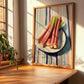 Rhubarb – on Striped Tablecloth, Vegetable Wall Decor, clean layout with no caption