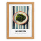 Seaweed – on Striped Tablecloth, Fresh Herbs Still Life, set in oak frame