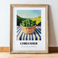 Coriander – Green Valley Landscape, Fresh Herbs Wall Decor, in wooden frame leaning on the floor