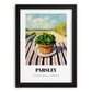 Parsley – Valley Café Scene, Fresh Herbs Painting, in sleek black frame