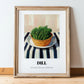 Dill – on Striped Tablecloth, Fresh Herbs Wall Decor, in wooden frame leaning on the floor