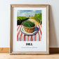 Dill – Valley Café Scene, Fresh Herbs Illustration, in wooden frame leaning on the floor