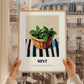 Mint – on Striped Tablecloth, Fresh Herbs Poster, styled in a charming Paris street view