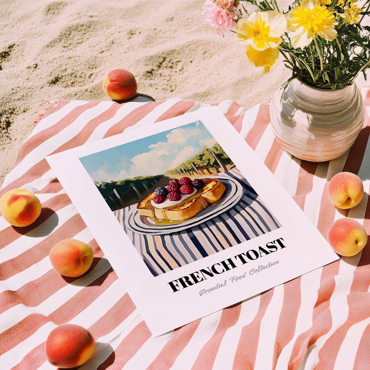 French Toast – Hillside Café View, French Food Painting, unframed on coastal sand