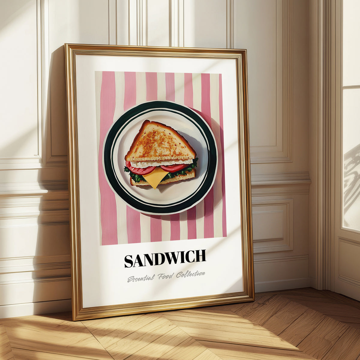 Sandwich – on Striped Tablecloth, British Food Still Life